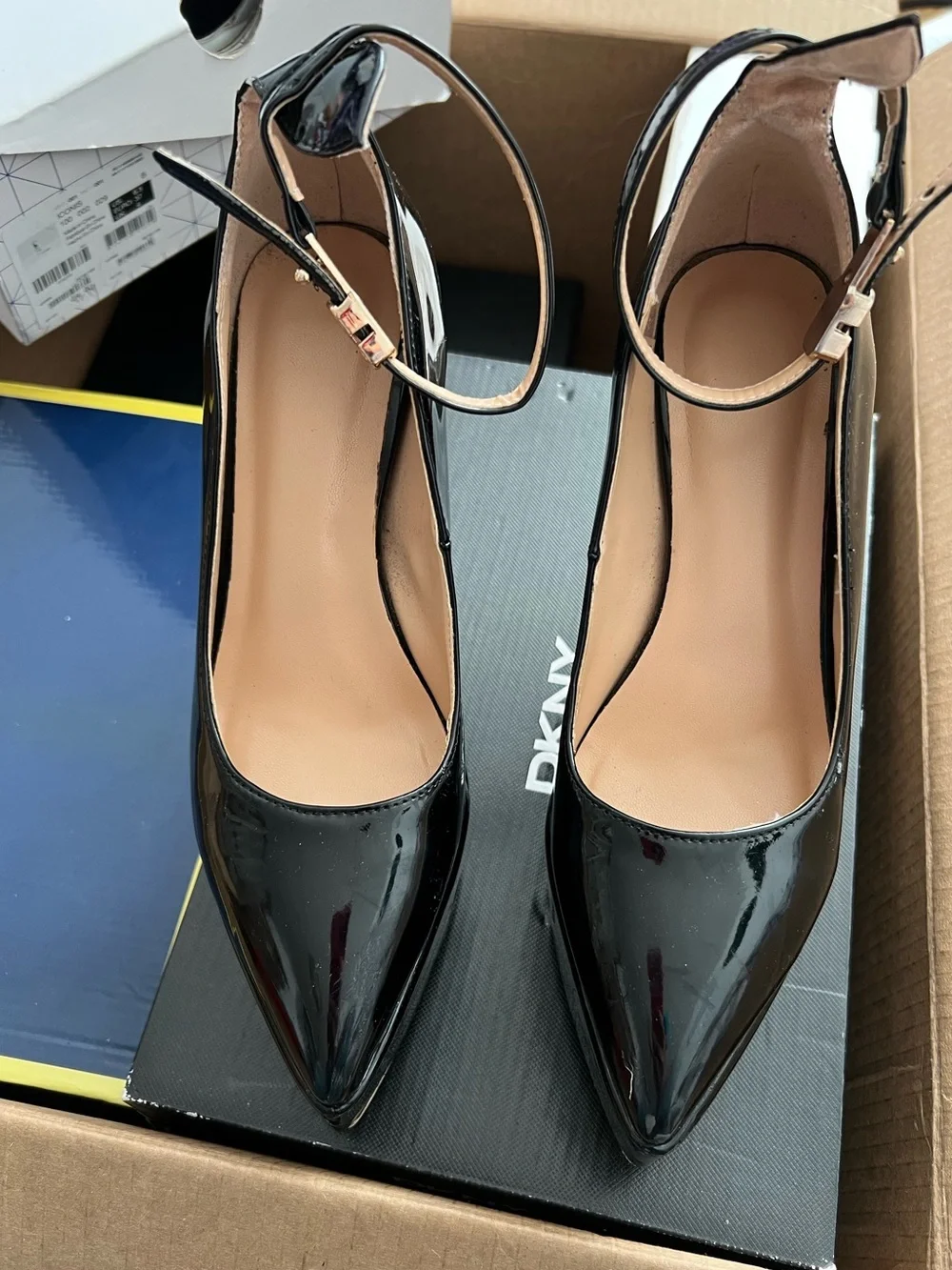 Luxury shoes Black Patent Platform Ankle-Strap Pumps